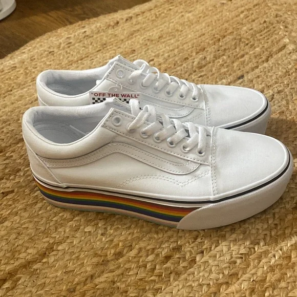 Old Skool Vans - rainbow platforms **brand new** - Picture 1 of 8